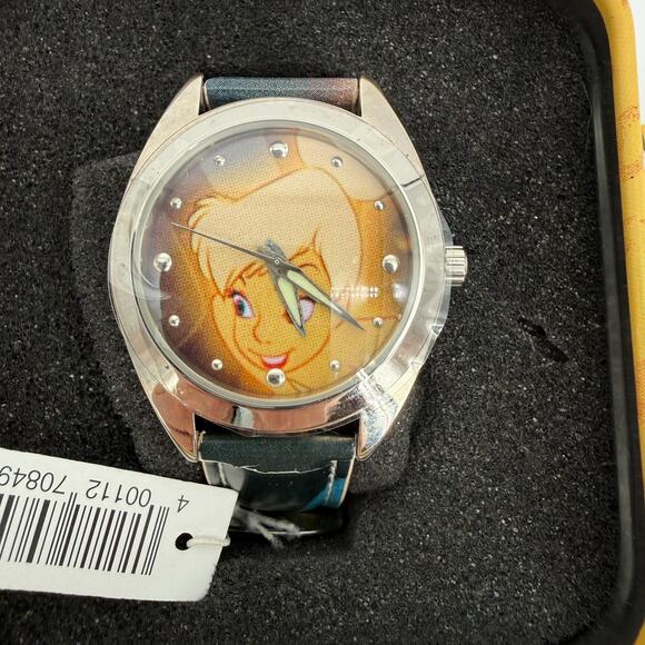 Disney Parks Time Works Watch Tinker Bell Face In Case 